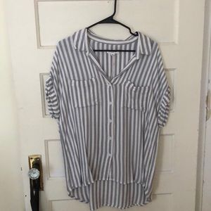 Striped button down blouse